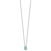 Pure Serenity 14k White Gold 1/6 carat Lab Grown Diamond VS/SI+ G+ and Lab Created Paraiba 18 inch Oval Halo Pendant Necklace